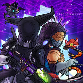 Complex cell shaded, chibi, detailed background